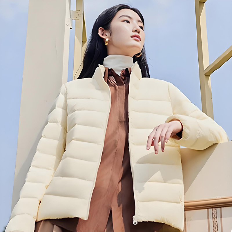 Pato fofo para baixo armazenamento de calor tridimensional enchimento de jaqueta externa